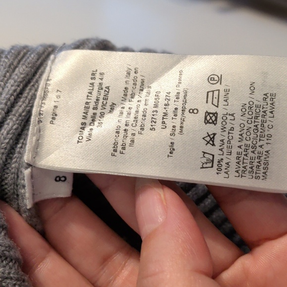 TOMAS MAIER gray ribbed knit mock neck sweater - size m/8 - Picture 5 of 6